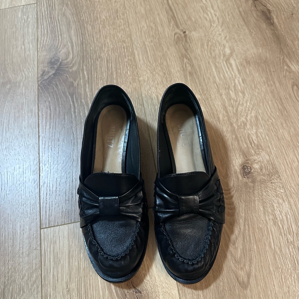 SCHUTZ Black Bow Loafers